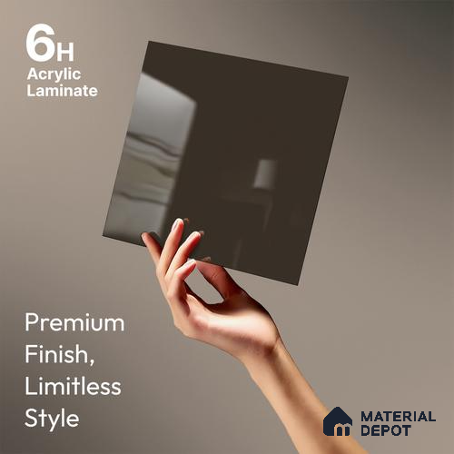 Wenge Brown Solid Colors Look LM 23265 Wenge Brown 8 ft x 4 ft High Gloss Finish 6H Anti Scratch Acrylic Laminate - 1.5 mm | Suitable for Living Room, Kitchen, Office
