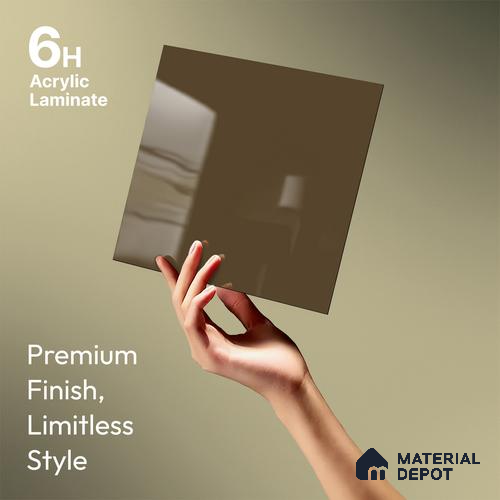 Milk Chocolate Brown Solid Colors Look LM 23268 Milk Chocolate 8 ft x 4 ft High Gloss Finish 6H Anti Scratch Acrylic Laminate - 1.5 mm | Suitable for Living Room, Kitchen, Office