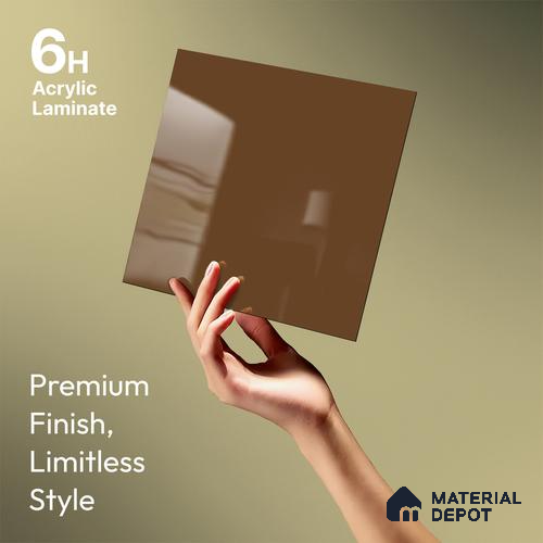 Rustic Earth Brown Solid Colors Look LM 23269 Rustic Earth 8 ft x 4 ft High Gloss Finish 6H Anti Scratch Acrylic Laminate - 1.5 mm | Suitable for Living Room, Kitchen, Office