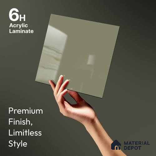 Iced Silver Grey Solid Colors Look LM 23272 Iced Iced Silver Grey 8 ft x 4 ft High Gloss Finish 6H Anti Scratch Acrylic Laminate - 1.5 mm | Suitable for Living Room, Kitchen, Office