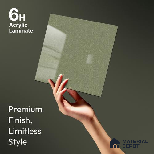 Grey Sparkle Look LM 23277 Mint Luster 8 ft x 4 ft High Gloss Finish 6H Anti Scratch Acrylic Laminate - 1.5 mm | Suitable for Kitchen Cabinet, TV Unit, Wardrobe