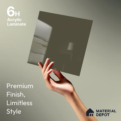 Charcoal Grey Solid Colors Look LM 23280 Smooth Flow 8 ft x 4 ft High Gloss Finish 6H Anti Scratch Acrylic Laminate - 1.5 mm | Suitable for Living Room, Kitchen, Office