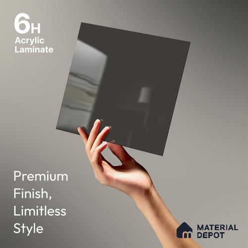 Charcoal Grey Solid Colors Look LM 23282 Mauve Fog 8 ft x 4 ft High Gloss Finish 6H Anti Scratch Acrylic Laminate - 1.5 mm | Suitable for Living Room, Kitchen, Office