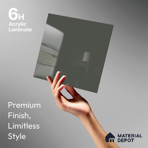 Cold Flint Grey Solid Colors Look LM 23286 Cold Flint 8 ft x 4 ft High Gloss Finish 6H Anti Scratch Acrylic Laminate - 1.5 mm | Suitable for Living Room, Kitchen, Office