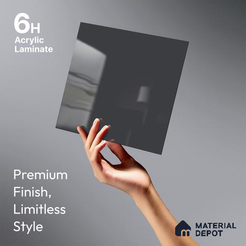 Charcoal Grey Solid Colors Look LM 23287 Sky Tint 8 ft x 4 ft High Gloss Finish 6H Anti Scratch Acrylic Laminate - 1.5 mm | Suitable for Living Room, Kitchen, Office