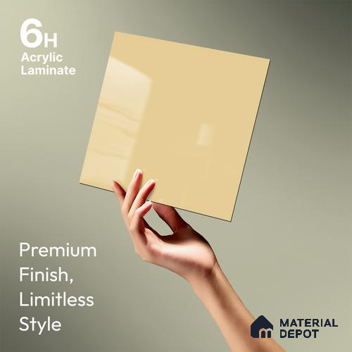 LM 23639 8 ft x 4 ft Solid Plain High Gloss Finish Acrylic Laminate - 1.5 mm | Suitable for Living Room, Kitchen, Office | Matching Edgeband Code EB 122142