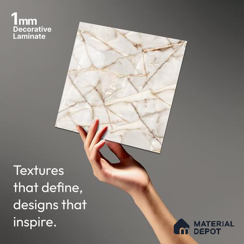 Beige Marble Look LM 06182 8 ft x 4 ft Glossy Finish Decorative Laminate - 1 mm | Suitable for TV Unit, Wardrobe, Kitchen Cabinets