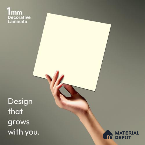 Warm White Beige Solid Colors Look LM 01856 8 ft x 4 ft Matte Finish Decorative Laminate - 1 mm | Suitable for Living Room, Kitchen, Office