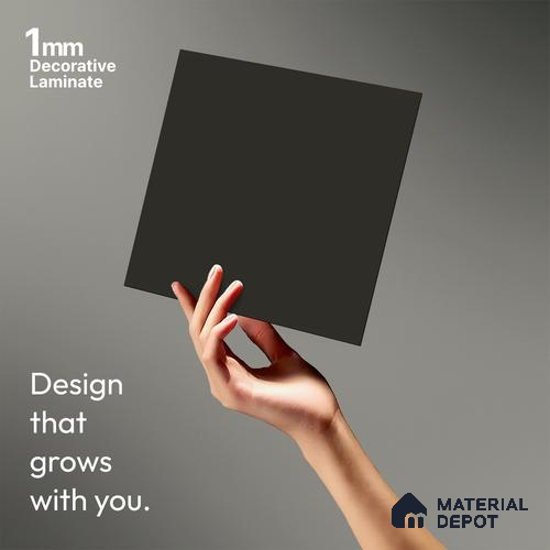 Solid Black Solid Colors Look LM 01904 8 ft x 4 ft Matte Finish Decorative Laminate - 1 mm | Suitable for Living Room, Kitchen, Office
