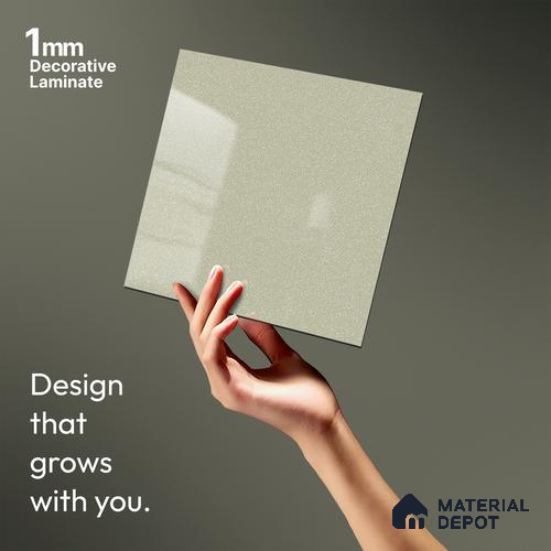 Pearl Grey Solid Colors Look LM 01936 8 ft x 4 ft Glossy Finish Decorative Laminate - 1 mm | Suitable for Living Room, Kitchen, Office
