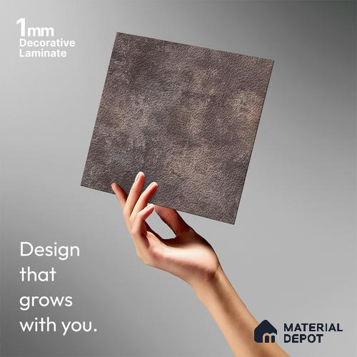 Grey Leather Look LM 13838 8 ft x 4 ft Texture Finish Decorative Laminate - 1 mm | Suitable for TV Unit, Wardrobe, Kitchen Cabinets