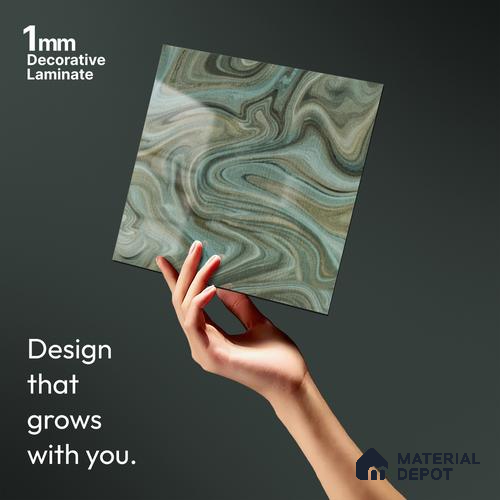 Grey Wave Look LM 13842 8 ft x 4 ft High Gloss Finish Decorative Laminate - 1 mm | Suitable for TV Unit, Wardrobe, Kitchen Cabinets
