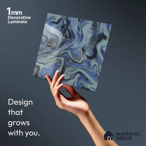 Blue Wave Look LM 13844 8 ft x 4 ft High Gloss Finish Decorative Laminate - 1 mm | Suitable for TV Unit, Wardrobe, Kitchen Cabinets