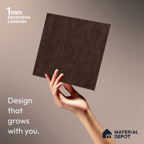 Brown Leather Look LM 13853 8 ft x 4 ft Texture Finish Decorative Laminate - 1 mm | Suitable for TV Unit, Wardrobe, Kitchen Cabinets