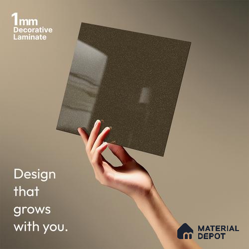 Gold Shimmer Brown Solid Colors Look LM 13854 8 ft x 4 ft Glossy Finish Decorative Laminate - 1 mm | Suitable for Living Room, Kitchen, Office