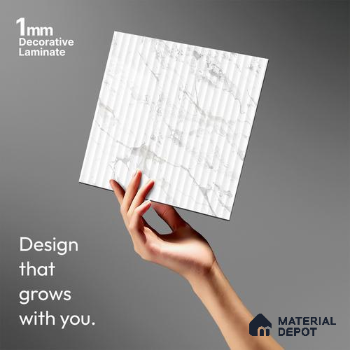 Marble Fluted LM 21344 8 ft x 4 ft Glossy Finish Decorative Laminate - 1 mm | Suitable for TV Unit,Wardrobe, Kitchen Cabinets