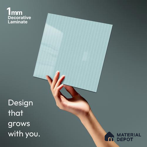 Powder Blue Fluted Solid Color LM 21365 8 ft x 4 ft High Gloss Finish Decorative Laminate - 1 mm | Suitable for TV Unit,Wardrobe, Kitchen Cabinets