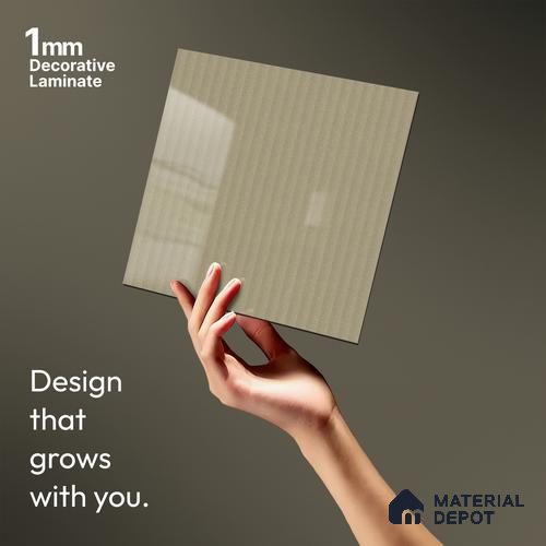 Light Taupe Brown Fluted Solid Color LM 21369 8 ft x 4 ft High Gloss Finish Decorative Laminate - 1 mm | Suitable for TV Unit,Wardrobe, Kitchen Cabinets
