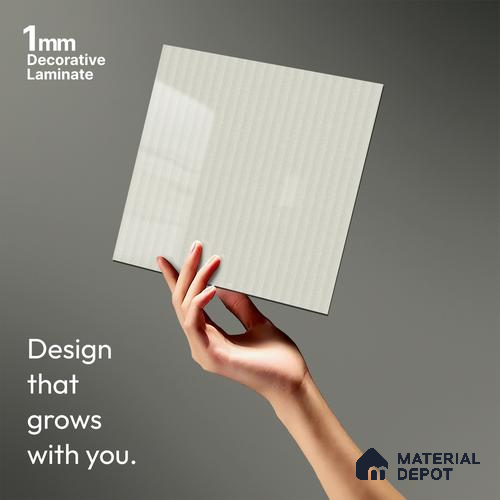 Pale Cream Fluted Solid Color LM 21371 8 ft x 4 ft High Gloss Finish Decorative Laminate - 1 mm | Suitable for TV Unit,Wardrobe, Kitchen Cabinets