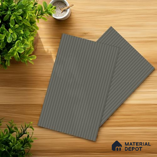 Fluted Solid Color Look LM 01349 Mud Ash 8 ft x 4 ft Texture Finish Decorative Laminate - 1 mm | Suitable for TV Unit, Wardrobe, Kitchen Cabinets