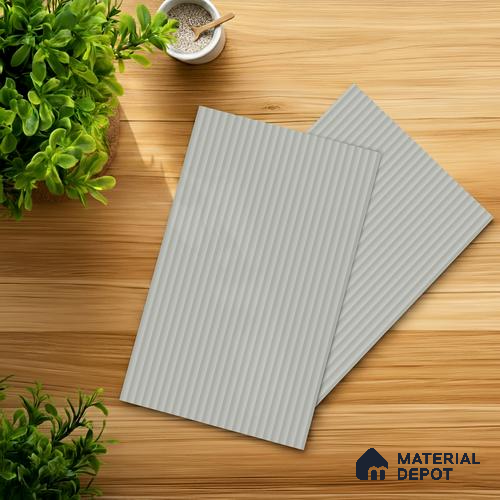 Fluted Solid Color Look LM 01353 Dust 8 ft x 4 ft Texture Finish Decorative Laminate - 1 mm  | Suitable for TV Unit, Wardrobe, Kitchen Cabinets