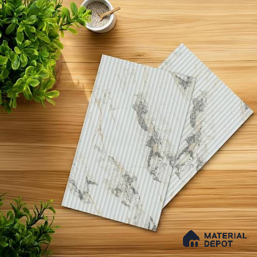 Marble Fluted Look LM 01363 Carve Craft 8 ft x 4 ft Texture Finish Decorative Laminate - 1 mm | Suitable for TV Unit, Wardrobe, Kitchen Cabinets
