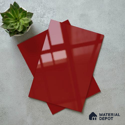 Solid Colors Look LM 19252 Bright Red 8 ft x 4 ft Glossy Finish Decorative Laminate - 1 mm | Suitable for Living Room, Kitchen, Office