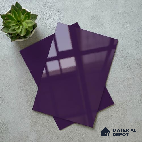 Solid Colors Look LM 19260 Royal Purple 8 ft x 4 ft Glossy Finish Decorative Laminate - 1 mm | Suitable for Living Room, Kitchen, Office