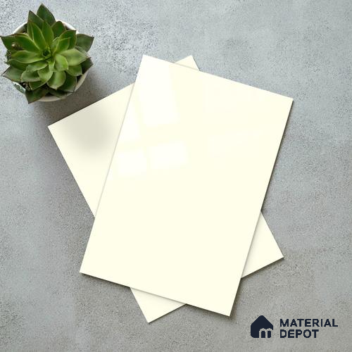 Solid Colors Look LM 19268 Off White 8 ft x 4 ft Glossy Finish Decorative Laminate - 1 mm | Suitable for Living Room, Kitchen, Office