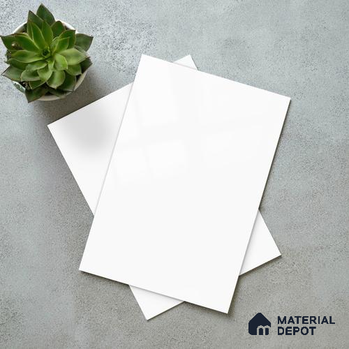 Solid Colors Look LM 19269 Super White 8 ft x 4 ft Glossy Finish Decorative Laminate - 1 mm | Suitable for Living Room, Kitchen, Office