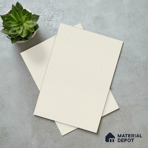 Light Beige Fluted Solid Color Look LM 19292 Metallic White 8 ft x 4 ft Texture Finish Decorative Laminate - 1 mm | Suitable for TV Unit, Wardrobe, Kitchen Cabinets