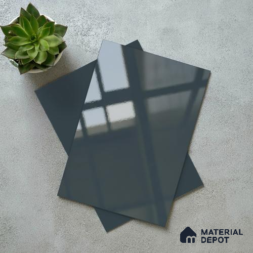LM 21055 D Charcoal Grey Solid Color Glossy Finish 8 ft x 4 ft Decorative Laminate - 1 mm | Suitable for Living Room, Kitchen, Office