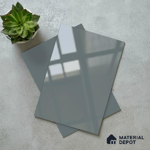 LM 21060 E Gravora Grey Solid Color Glossy Finish 8 ft x 4 ft Decorative Laminate - 1 mm | Suitable for Living Room, Kitchen, Office