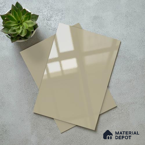 LM 21061 E Veloura Beige Solid Color Glossy Finish 8 ft x 4 ft Decorative Laminate - 1 mm | Suitable for Living Room, Kitchen, Office