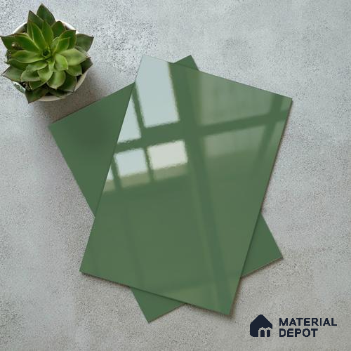 LM 21066 H Olive Green Solid Color Glossy Finish 8 ft x 4 ft Decorative Laminate - 1 mm | Suitable for Living Room, Kitchen, Office