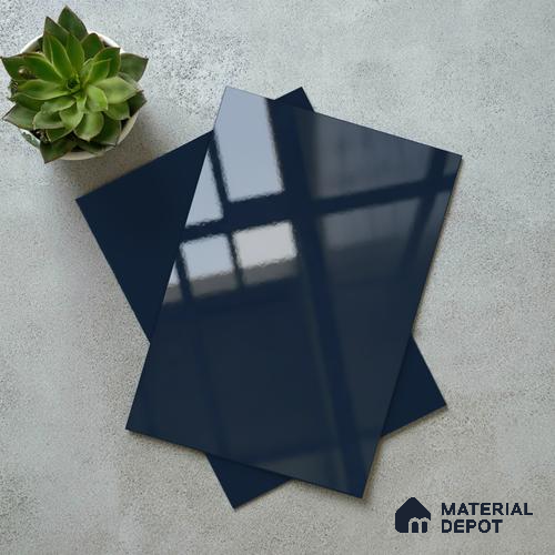 LM 21070 H Deep Slate Blue Solid Color Glossy Finish 8 ft x 4 ft Decorative Laminate - 1 mm | Suitable for Living Room, Kitchen, Office