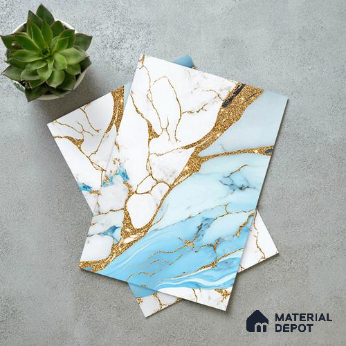 LM 21103 Ocean Quartz Digital High Gloss Finish 8 ft x 4 ft Decorative Laminate - 1 mm | Suitable for TV Unit, Wardrobe, Kitchen Cabinets