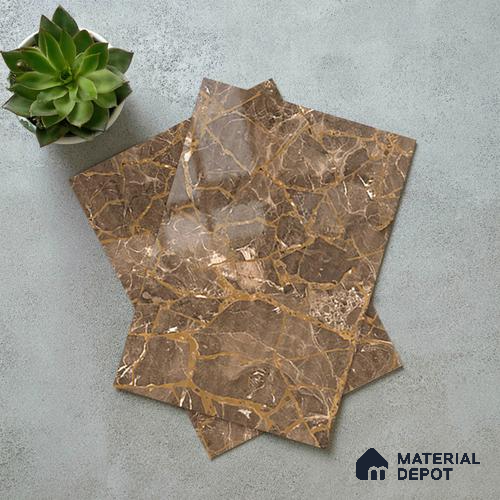 Marble Fluted Look LM 21110 B Mystro Goldine High Gloss Finish 8 ft x 4 ft Decorative Laminate - 1 mm | Suitable for TV Unit, Wardrobe, Kitchen Cabinets