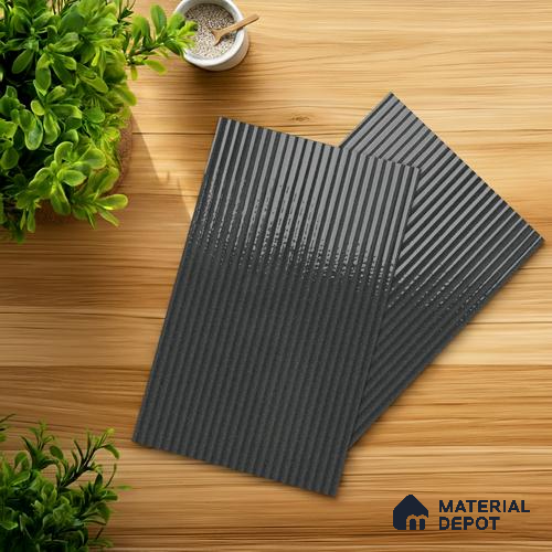 Fluted Solid Color Look LM 21478 Graphite Grey 8 ft x 4 ft Glossy Finish Decorative Laminate - 1 mm | Suitable for TV Unit, Wardrobe, Kitchen Cabinets