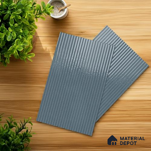 Fluted Solid Color Look LM 21479 Summery Sky 8 ft x 4 ft Glossy Finish Decorative Laminate - 1 mm | Suitable for TV Unit, Wardrobe, Kitchen Cabinets