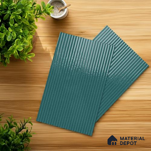 Fluted Solid Color Look LM 21480 Paris Green 8 ft x 4 ft Glossy Finish Decorative Laminate - 1 mm | Suitable for TV Unit, Wardrobe, Kitchen Cabinets