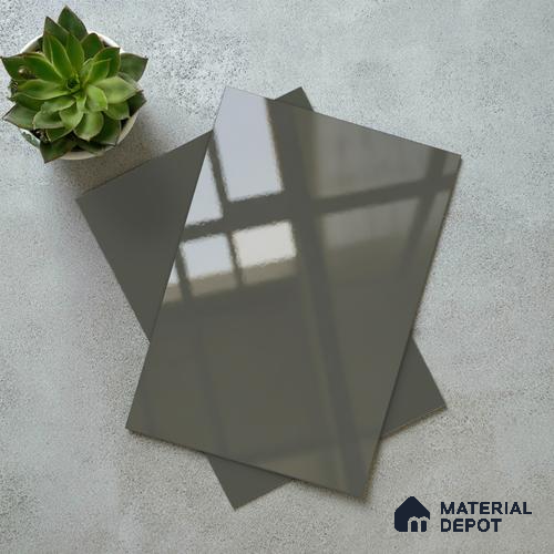 Charcoal Grey Solid Colors Look LM 23291 Silver Trinket 8 ft x 4 ft High Gloss Finish 6H Anti Scratch Acrylic Laminate - 1.5 mm | Suitable for Living Room, Kitchen, Office