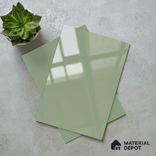 Sage Green Solid Colors Look LM 23303 Barrier Reef 8 ft x 4 ft High Gloss Finish 6H Anti Scratch Acrylic Laminate - 1.5 mm | Suitable for Living Room, Kitchen, Office