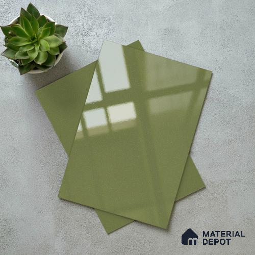 Green Sparkle Look LM 23305 Flowing Green 8 ft x 4 ft High Gloss Finish 6H Anti Scratch Acrylic Laminate - 1.5 mm | Suitable for Kitchen Cabinet, TV Unit, Wardrobe