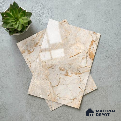 Brown Marble Look LM 06185 8 ft x 4 ft Glossy Finish Decorative Laminate - 1 mm | Suitable for TV Unit, Wardrobe, Kitchen Cabinets