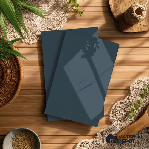 Deep Slate Blue Solid Colors Look LM 21380 8 ft x 4 ft High Gloss Finish Decorative Laminate - 1 mm | Suitable for Living Room, Kitchen, Office