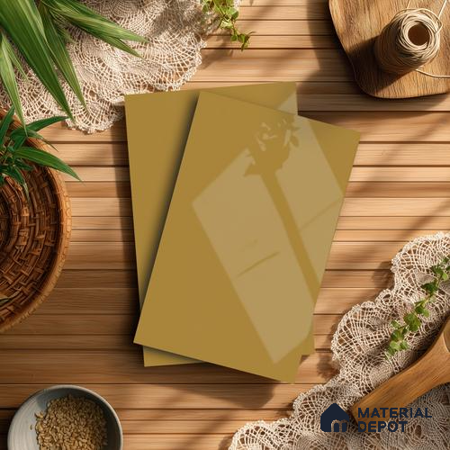 Ochre Brown Solid Colors Look LM 21382 8 ft x 4 ft High Gloss Finish Decorative Laminate - 1 mm | Suitable for Living Room, Kitchen, Office