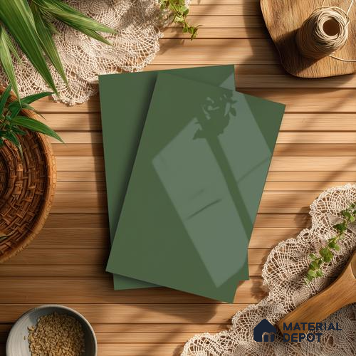 Forest Green Solid Colors Look LM 21386 8 ft x 4 ft High Gloss Finish Decorative Laminate - 1 mm | Suitable for Living Room, Kitchen, Office