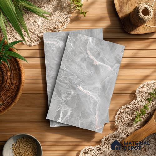 Grey Marble Look LM 21396 8 ft x 4 ft High Gloss Finish Decorative Laminate - 1 mm | Suitable for TV Unit, Wardrobe, Kitchen Cabinets
