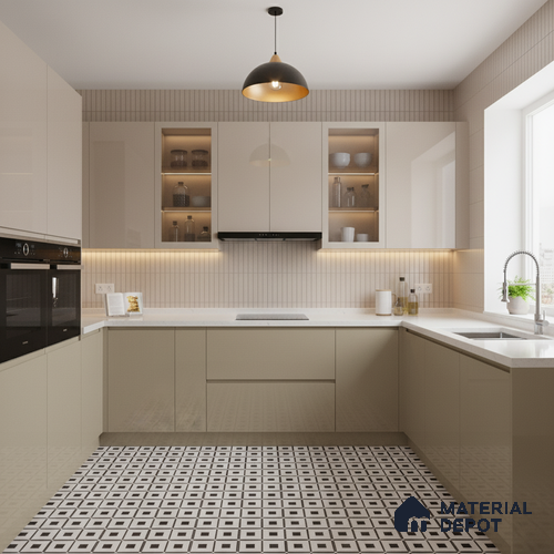 Ferrero 1B 0842 Dusty Gold 8 ft x 4 ft Solid Series High Gloss Finish Acrylic Laminate - 1.5 mm (LM 01138) | Matching Edgeband Code - 842 | Suitable for Kitchen Cabinets, Study Areas, Wardrobe